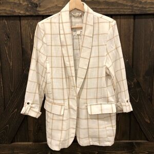 Stoosh Cream Plaid Blazer